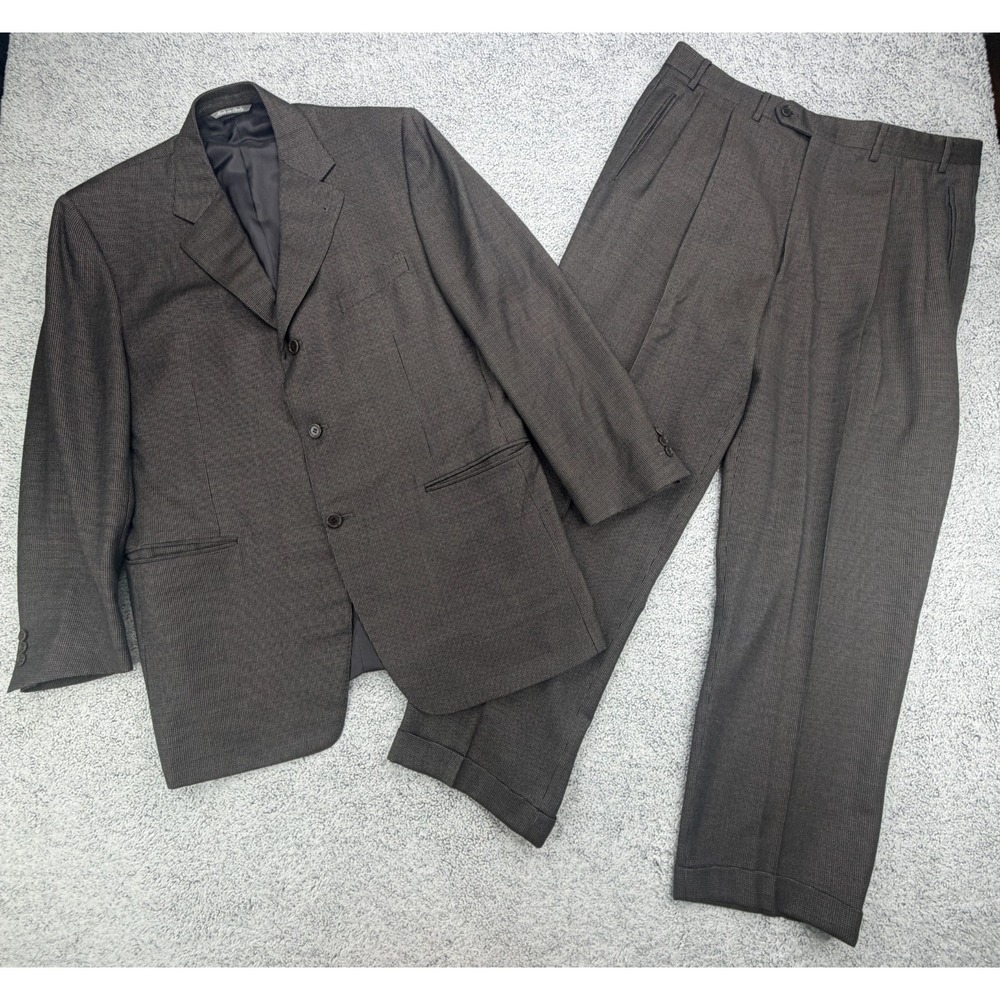 Canali Boyd's Suit Mens 42R 36x29 Gray Wool Textured Blazer Cuff Pant Italy Made
